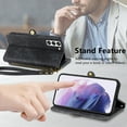 thumbnail image 4 of Mantto Case for Samsung S22, Zipper Wallet Card Holder Flip Stand Premium Leather Case with Removable Wristlet Strap, RFID Blocking Magnetic Closure Case for Samsung Galaxy S22, Black, 4 of 12