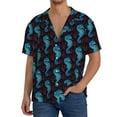 thumbnail image 3 of Sigee Blue Seahorse Print Men's Shirts Casual Button Down Short Sleeve Summer Beach Shirt Hawaiian Vacation Shirts Tee Shirt-Small, 3 of 7
