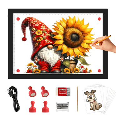 A4 Wireless Battery Powered Light Pad, KOBAIBAN Tracing Light Box Dimmable Brightnes Rechargeable LED Light Board, Light Board for Diamond Painting, Artist Drawing Sketching X-ray Viewing