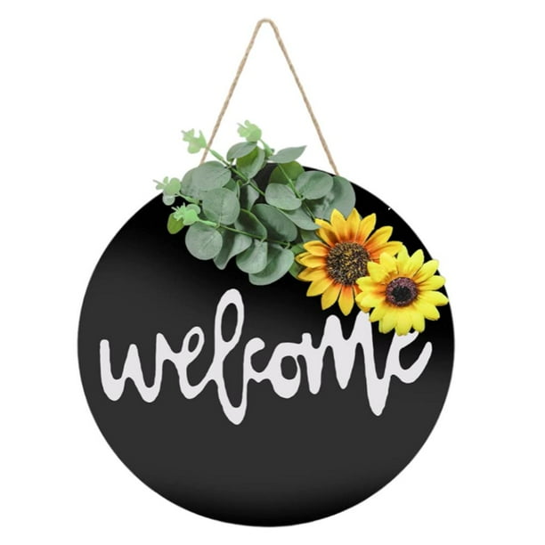 Corona de bienvenida con adornos artificiales para regalo de inauguración de la casa, decoración de pared para el hogar. girasol