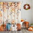 thumbnail image 2 of Shower Curtain 72"W x 84"L Fall Thanksgiving Pumpkins Watercolor Leaves Fabric Shower Curtains Set with Hooks Water Repellent Bathroom Curtains Machine Washable Bathroom Accessories, 2 of 6