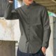 thumbnail image 4 of pstuiky manga larga para hombre, Camisa informal de manga larga con cuello alto y botones especiales de color sólido para hombre. Tops de talla grande para hombre m, 4 of 6