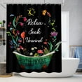 thumbnail image 4 of Bathroom Four-Piece Set with 12pcs Hooks Accessories,Bathroom Decor Waterproof Shower Curtain Set,Vintage Floral Bathroom Sets with Shower Curtain,Bathroom Mat,U-Shaped Rug,Toilet Lid Cover, 4 of 6