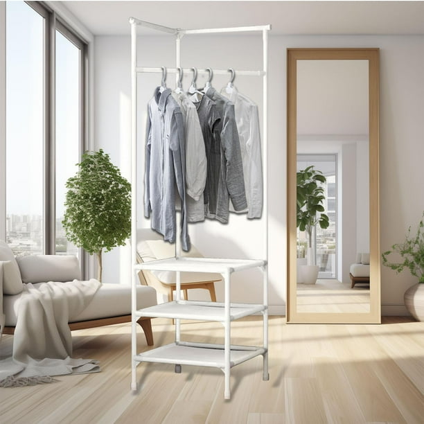 Perchero colgante para ropa perchero resistente para sala de estar bolso para el hogar sueteres chaquetas organizador de almacenamiento esquinero Blanco de tres capas. Walmart en linea