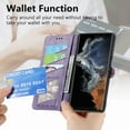 thumbnail image 2 of SaniMore for Samsung Galaxy S23 Ultra (6.8") Case, PU Leather Embossed Lines Wristlet Zipper Cash Pocket Card Slots Magnetic Flip Stand Full Protective TPU Shell Anti-drop Business Design, Purple, 2 of 10