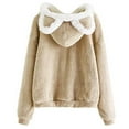 thumbnail image 3 of Awdenio Womens Sweaters , Ladies Fashion Casual Winter Solid Color Hooded Ears Loose Casual Plush Sweater Top, 3 of 6