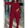thumbnail image 6 of Plus Size Casual Outfits Two Piece Set, Women's Plus Solid Long Sleeve Round Neck Tunic Top & Pants Outfits 2 Piece Set, 6 of 8