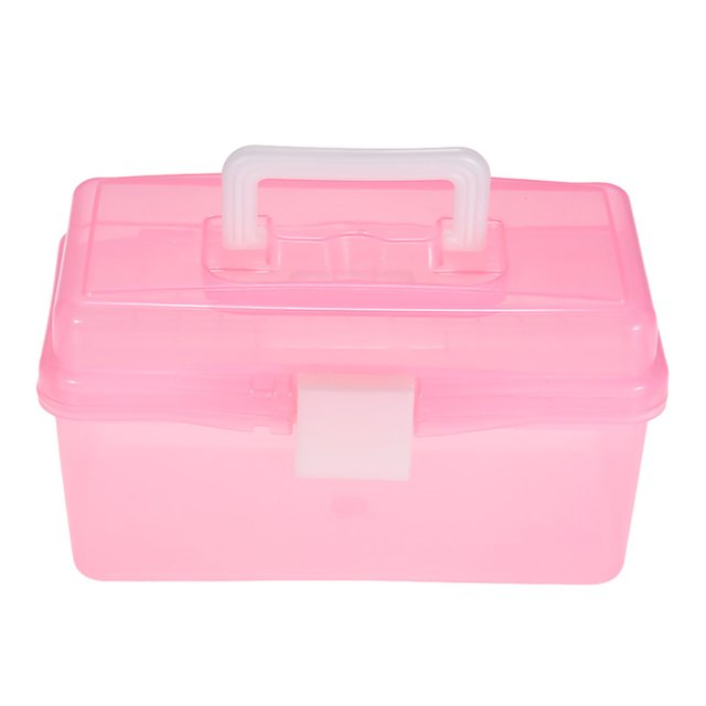 Caja de herramientas de plástico portátil, caja de almacenamiento de pintura para bocetos Irfora Rosa