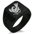 thumbnail image 1 of Stainless Steel Yata Crow Kamon Crest Geometric Pattern Biker Style Polished Ring, 1 of 1