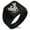 Black, variant on Stainless Steel Yata Crow Kamon Crest Geometric Pattern Biker Style Polished Ring