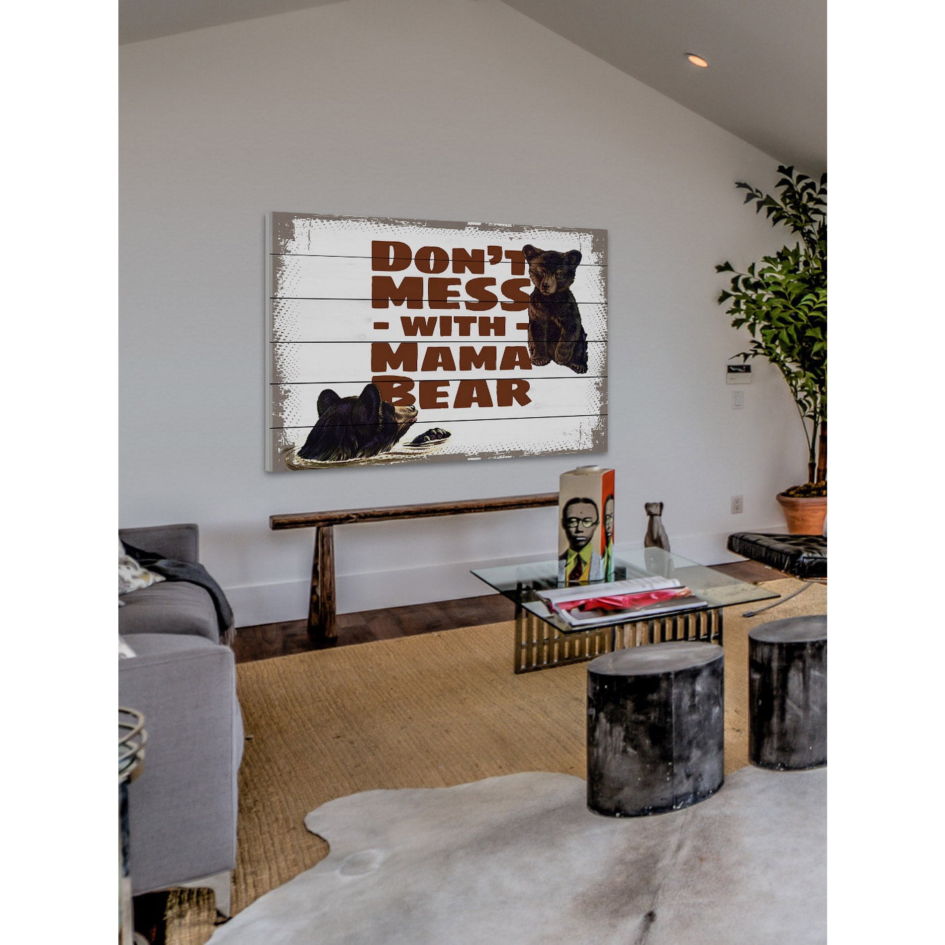 Marmont Hill "Mama Bear" Painting Print on White Wood