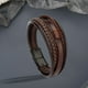 thumbnail image 4 of Pulsera de cuero PU perfecl para hombre 20cm 8,3 suave y cómoda Marrón Negro Metal, 4 of 8