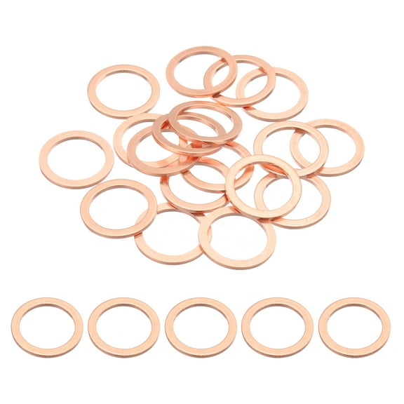 18PCS M18 Copper Washers, M18x24x1.5mm Copper Crush Washer Metric Flat Washers Sealing Washers Assortment Kit Oil Drain Plug Gasket Ring for Automotive Battery Vehicles Screws Bolt