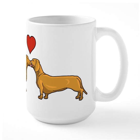 CafePress - Loveable Dachshunds - 15 oz Ceramic Large White Novelty Mug