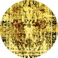 thumbnail image 1 of Ahgly Company Indoor Round Abstract Yellow Modern Area Rugs, 5' Round, 1 of 4