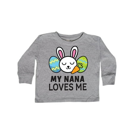 

Inktastic My Nana Loves Me with Bunny and Easter Eggs Gift Toddler Boy or Toddler Girl Long Sleeve T-Shirt