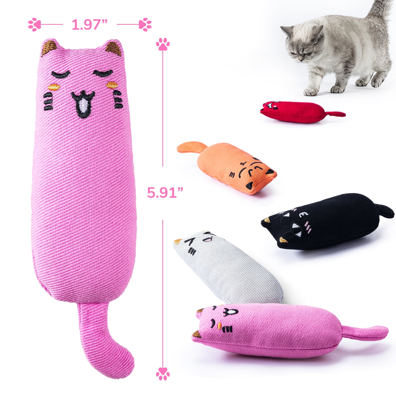 REKOBON Catnip Toys, 8 Pack Kitten Toys for Indoor Cats, Bite Resistant Cat  Chew Toy with Sushi Roll, Boredom Relief Fluffy Kitty Teeth Cleaning