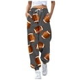 thumbnail image 3 of Wyobmus Casual Sweatpants for Women Comfy Loose Drawstring Straight Lounge Pants Football Print Running Workout Athletic Pants With Pockets Dark Gray, 3 of 3