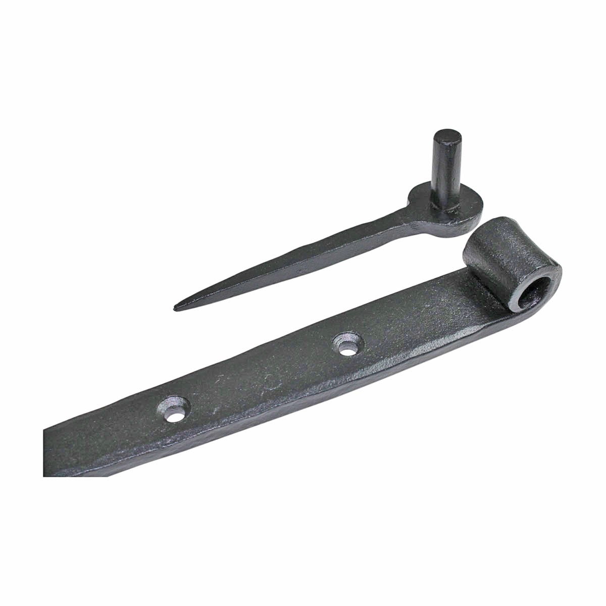 Renovators Supply Black Wrought Iron Lift Off Pintle Strap Hinge 16-1/4 in Reversible Pintle Bean Strap Gate and Door Hinges Hardware, Pack of 4