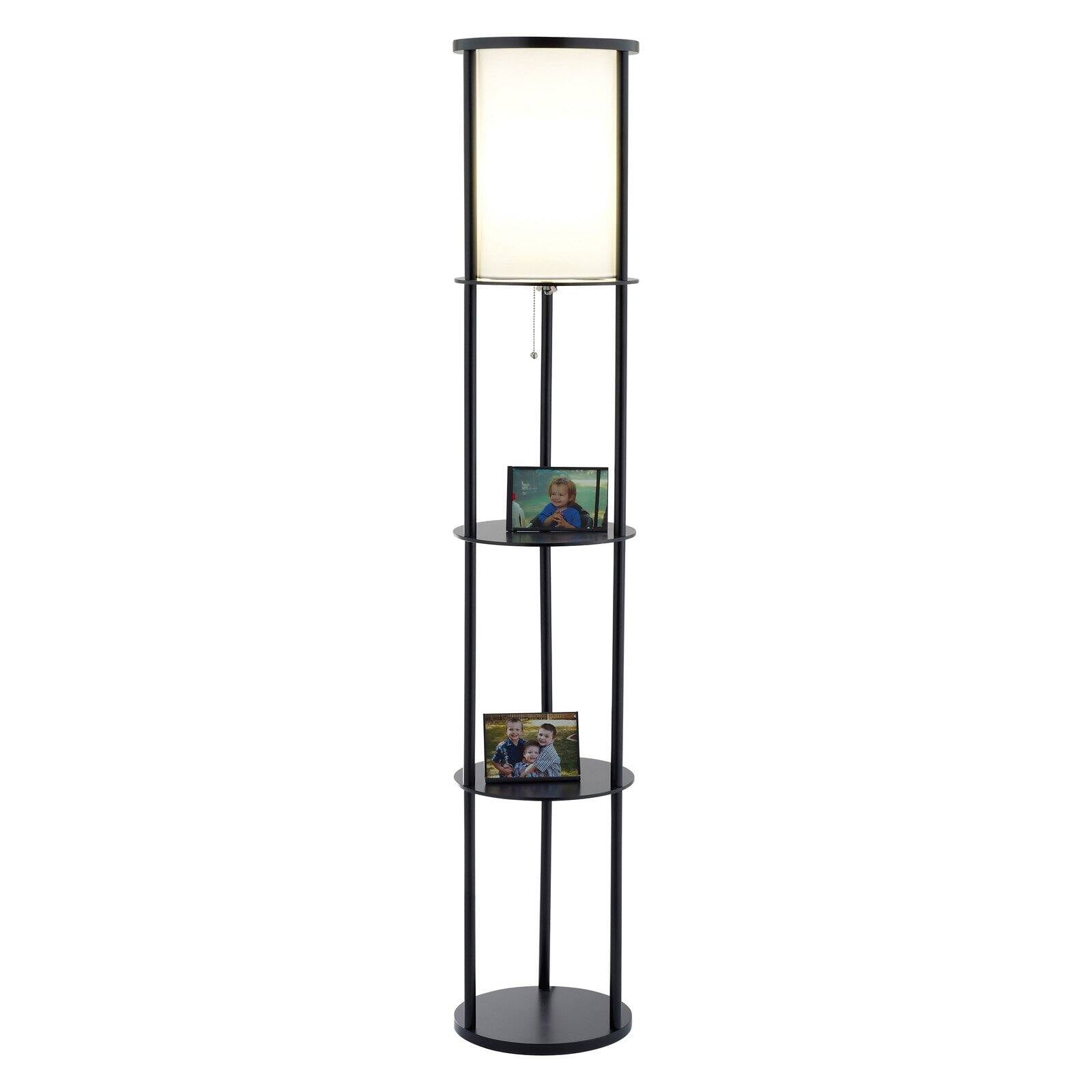 Adesso Stewart Round Shelf Floor Lamp, Black Painted MDF Shelves and Beech  Wood Tubes - Walmart.com