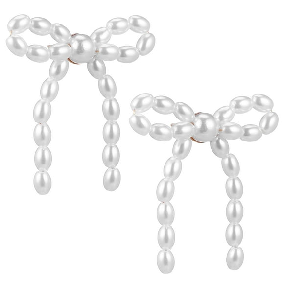 WHAMVOX Pearl Bow Dangle Earrings for Women with Exquisite Craftsmanship and Versatile Design 1 Pair