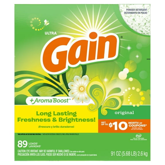 Gain Aroma Boost HE Powder Laundry Detergent, 89 Loads - Original 91 oz
