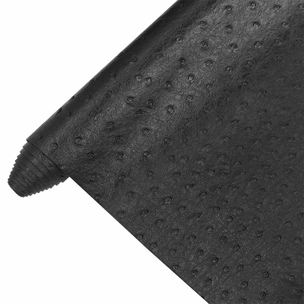Tela de piel sintética de avestruz negra de 30 cm x 135 cm para tapicería