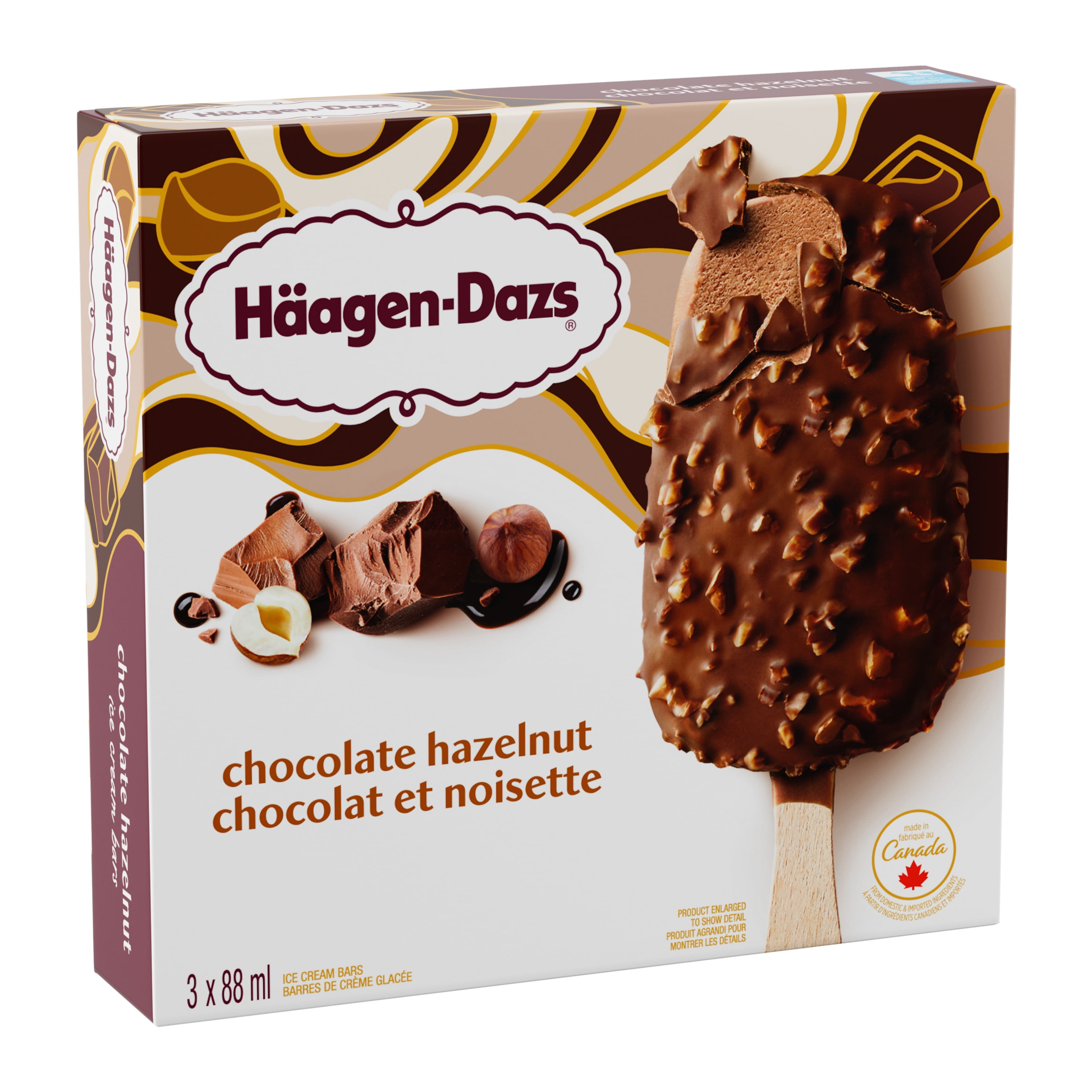 HÄAGEN-DAZS Chocolate Hazelnut Ice Cream Bars – 3 x 88ml, 3 x 88 ML