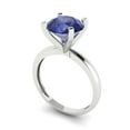 thumbnail image 2 of Solitaire Engagement Ring for Women - 3ct Simulated Tanzanite in 14K White Gold Promise Ring, 2 of 6