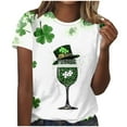 thumbnail image 2 of DailyTrove Women's White & Green Shamrock & Beer Glass Print Crew Neck Short-Sleeve T-Shirt - Festive St. Patrick's Day Casual Wear, 2 of 5