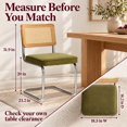 thumbnail image 2 of Olive Green Velvet Modern Rattan Dining Chairs Set of 4, Cane Back, Dinning Chairs, Sillas de Comedor, Upholstered Mid Century Modern Dining Room Chair, Chrome Metal Kitchen Chair, 2 of 9