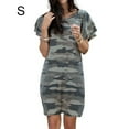 thumbnail image 1 of Femmes Robe Camouflage Imprimé Long T-shirt Robe à Manches Courtes Robe Respirante en Vrac Robe, Vert Armée, S, 1 of 6
