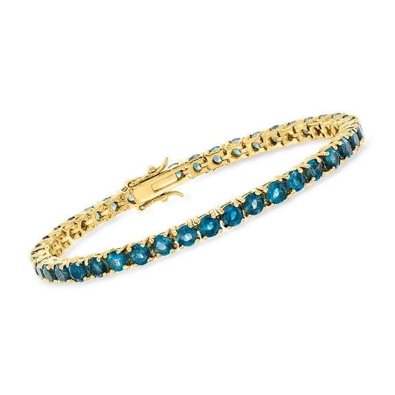 Ross-Simons 12.00 ct. t.w. London Blue Topaz Tennis Bracelet in 18kt Gold Over Sterling, Women's, Adult