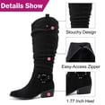 thumbnail image 4 of Love Steetly Women's Extra Wide Calf Knee High Boots, Shimmer Faux Suede, O-Ring Harness Accent, Slouchy Shaft Stacked Block Heel Side Zipper Boots., 4 of 6