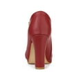thumbnail image 2 of BLISSFUL STEP Women's Ankle Boots Faux Suede Chunky Heel Side Zipper Platform Heels Red 8.5, 2 of 6