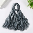 thumbnail image 4 of Women Scarf Retro Shiny Tassel Solid Color Headscarf Wide Long Decorative Windproof Glossy Washable Lady Shawl Clothes Accessory, 4 of 10