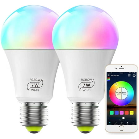 

MagicLight Smart (No Hub Required) A19 7W (60w Equivalent) Multicolor Dimmable RGBCW WiFi LED Lights (2 Pack)