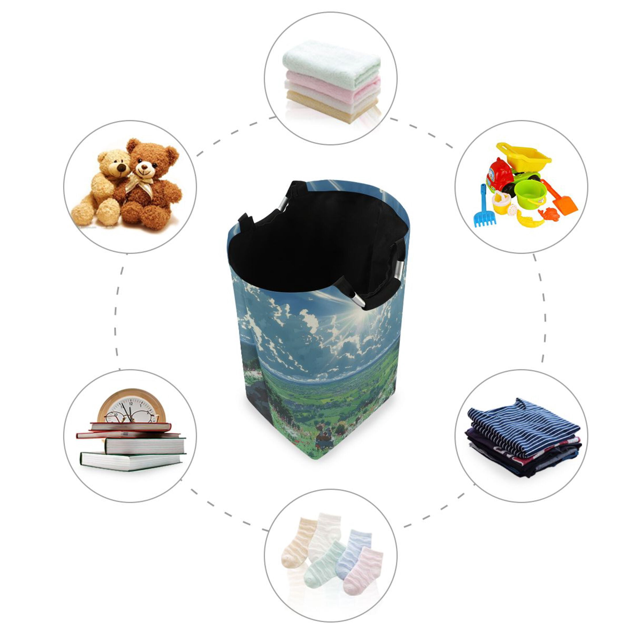 Green Valley Foldable Laundry Hamper 12.6x11x22.7in with Handles for Bathroom Bedroom Storage