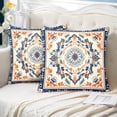 thumbnail image 2 of Boho Throw Pillow Covers 18x18 inch Set of 2, Blue White Monaco Vintage Double Sided Pattern Mandala Pillow Cushion Cover Bohemian Pillowcase for Couch Sofa Bed Decorative, 2 of 6