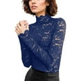 thumbnail image 2 of Womens Shirts Boho Floral Lace Top Long Sleeve See Through Mesh Underwear Blouse Shirt Trendy Flowy Tees, 2 of 4