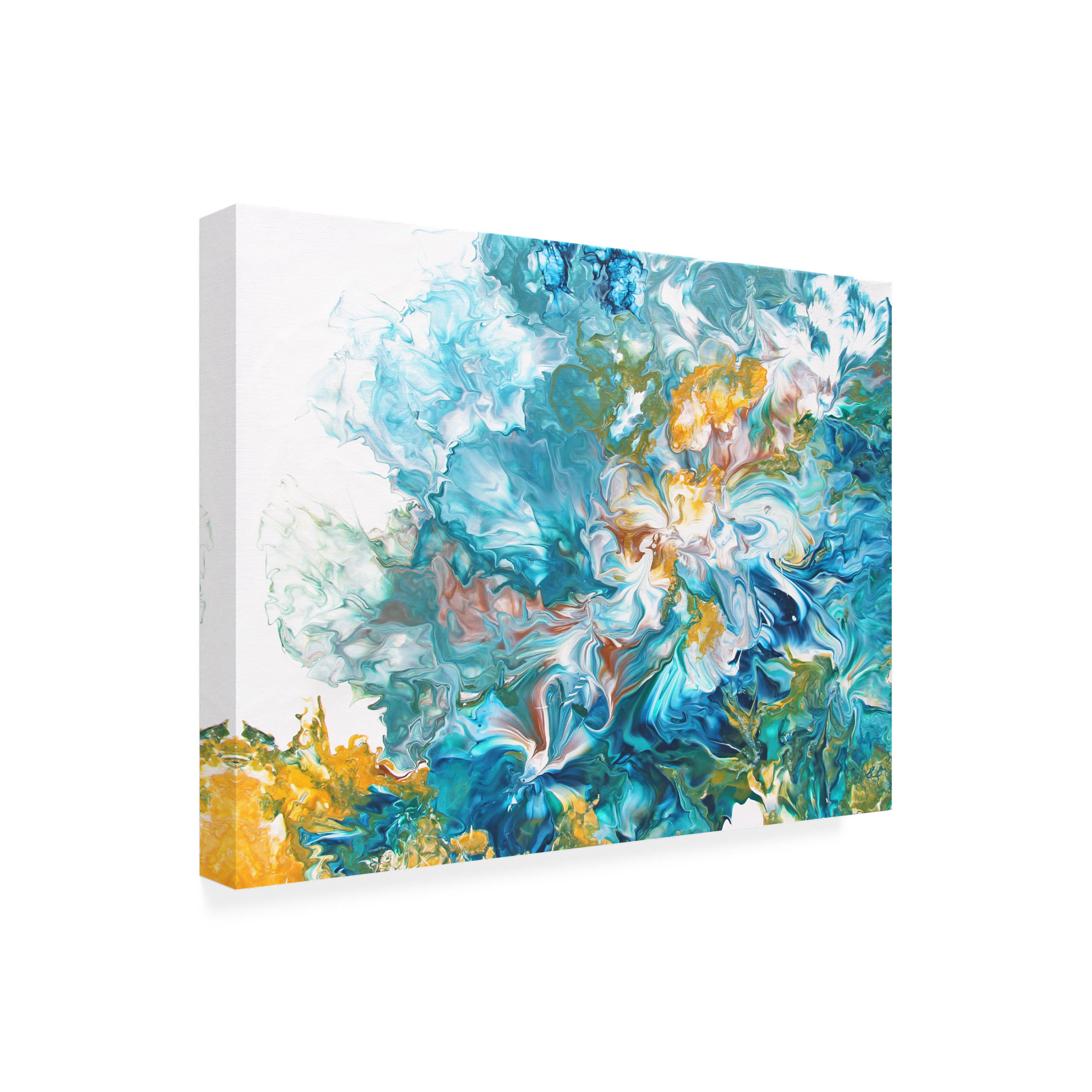 Canvas Wall Art - Jean Plout 'Abstract Pouring K' Wall Art for Living Room, Bedroom, or Office Décor by Trademark Fine Art - 19 x 14 Inches