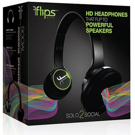 Flips Transforming Headphones and Speakers, Black/Green