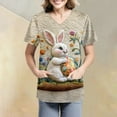 thumbnail image 4 of ADSSDQ Easter Scrubs Top for Womens Funny Cartoon Bunny Print Medical Proffesional V Neck Short Sleeve Working Shirts Plus Size White 5XL, 4 of 6