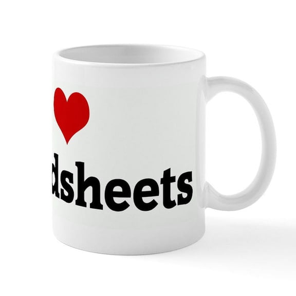 CafePress - I Love Spreadsheets Mug - 11 oz Ceramic Mug - Novelty Coffee Tea Cup