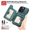 thumbnail image 4 of Dteck for iPhone 15 Pro Max Case Wallet with Card Holder,Ring Stand,Wrist Strap,RFID-Blocking PU Leather Protective Magnetic Flip Cover, Green, 4 of 10