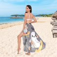 thumbnail image 6 of FORMRS Womens Long Sarong Beach Wrap Semi-Sheer Bikini Skirt Bathing Swimsuit Cover Up, Cute Ghosts, 6 of 7