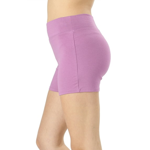 Womens & Plus Soft Cotton Stretch High Waist Sports Short Pants with Wide Waist Band (DK MAUVE, 3X)
