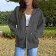 thumbnail image 2 of Lumtrix Zip Up Hoodie Women Oversized Lightweight Sweatshirts Long Sleeve Loose Fit Workout Plain Hoodies Fall Fashion 2025 Dark Gray 2XL, 2 of 6