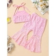thumbnail image 3 of Coduop Newborn Baby Girls Lace Clothes Cute Bandage Halterneck Tank Tops Flared Pants Outfits Set, 3 of 7