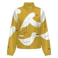 thumbnail image 5 of Jackets for Women Winter Coat Jackets Flannel Stand Collar Jacket(Two Birds Yellow Background Minimalist Art,Size:S-4XL), 5 of 7